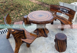 Mẫu bàn ghế đá giả gỗ TPHCM chất lượng giá tốt 